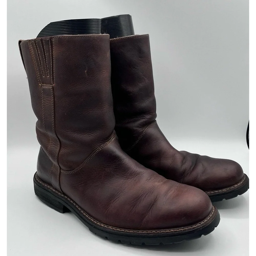 Cole Haan Mens 9M Brown‎ Leather Waterproof Boots Nike Air Sole Shearling Lined